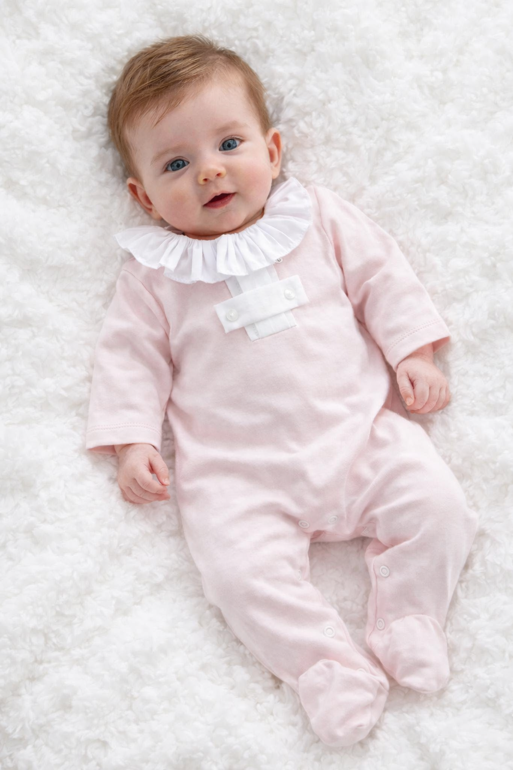 268 Baby Girls Frilly Collar Babygrow Pink