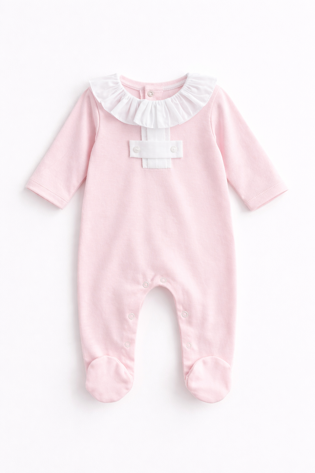 268 Baby Girls Frilly Collar Babygrow Pink