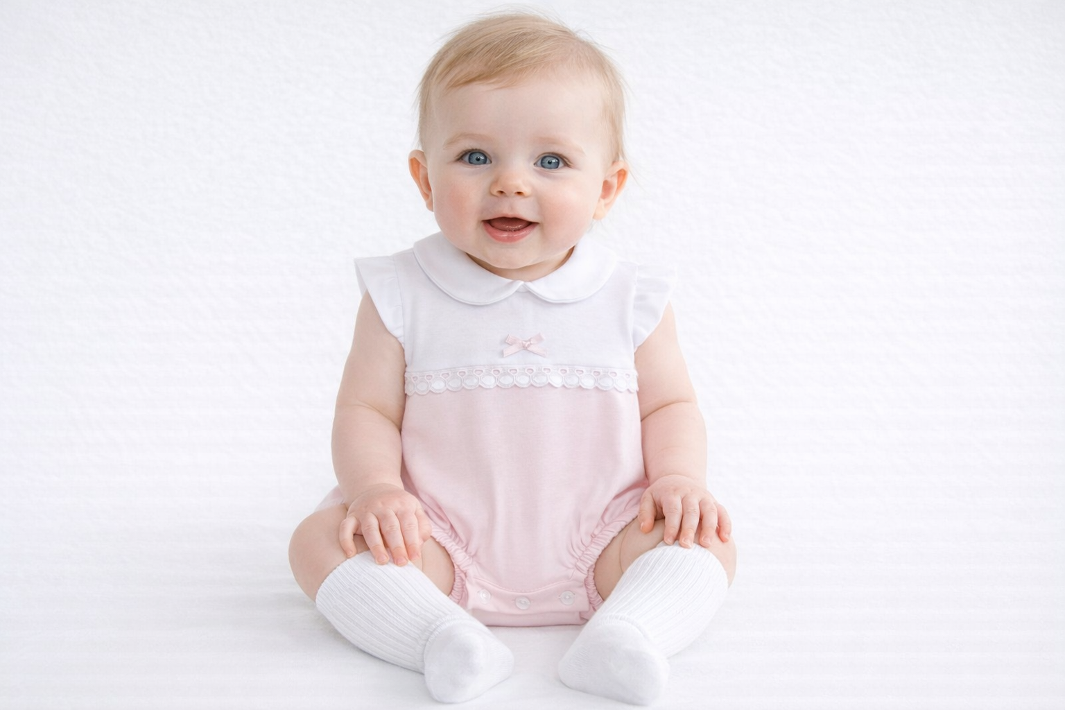 275 Baby Girls Collar Romper Pink
