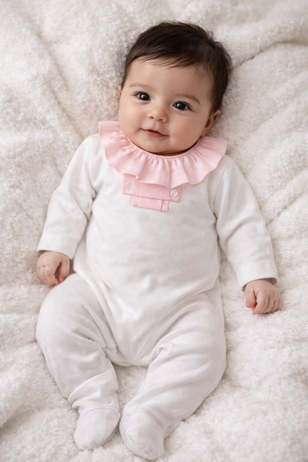268 Baby Girls Frilly Collar Babygrow White
