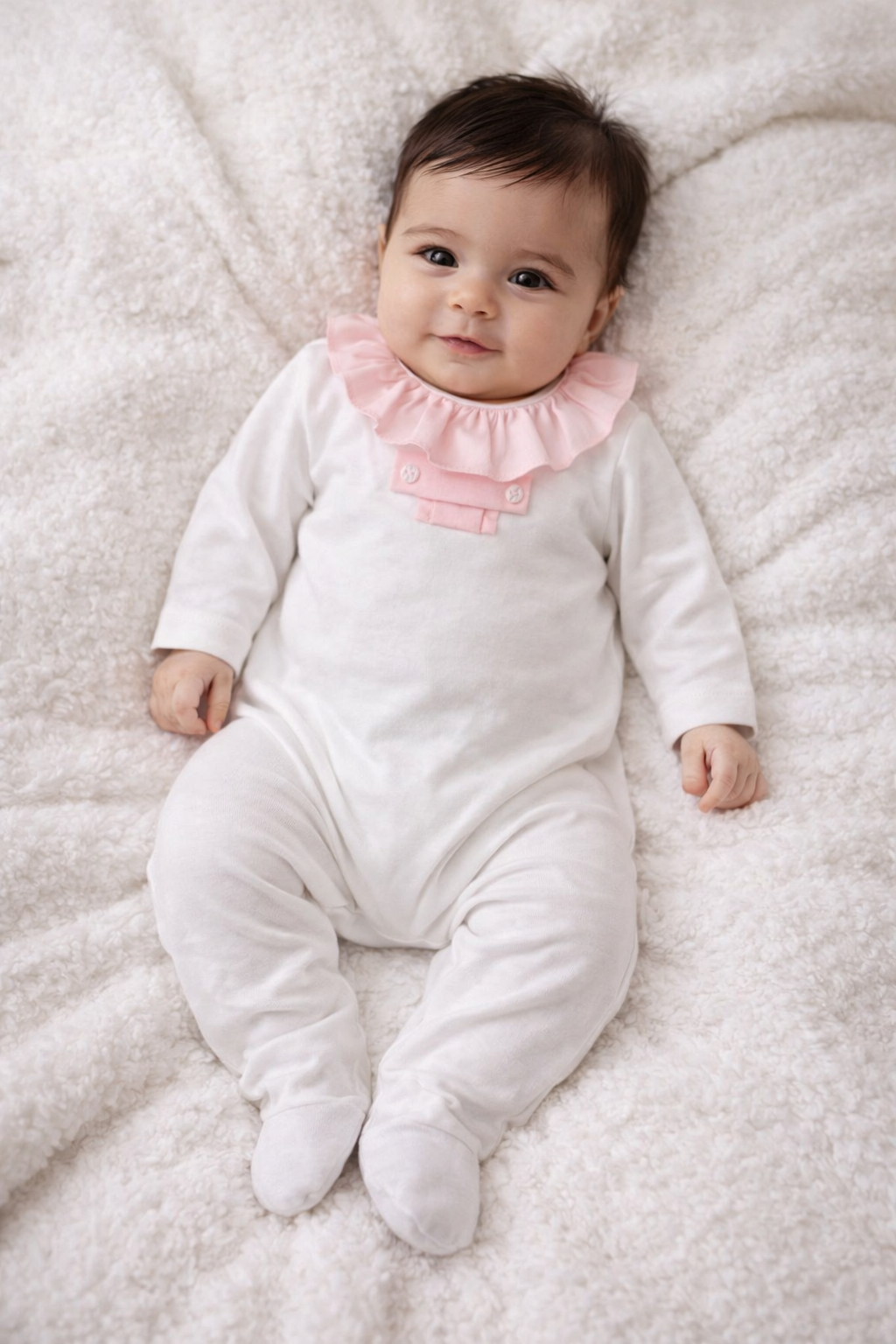 268 Baby Girls Frilly Collar Babygrow White