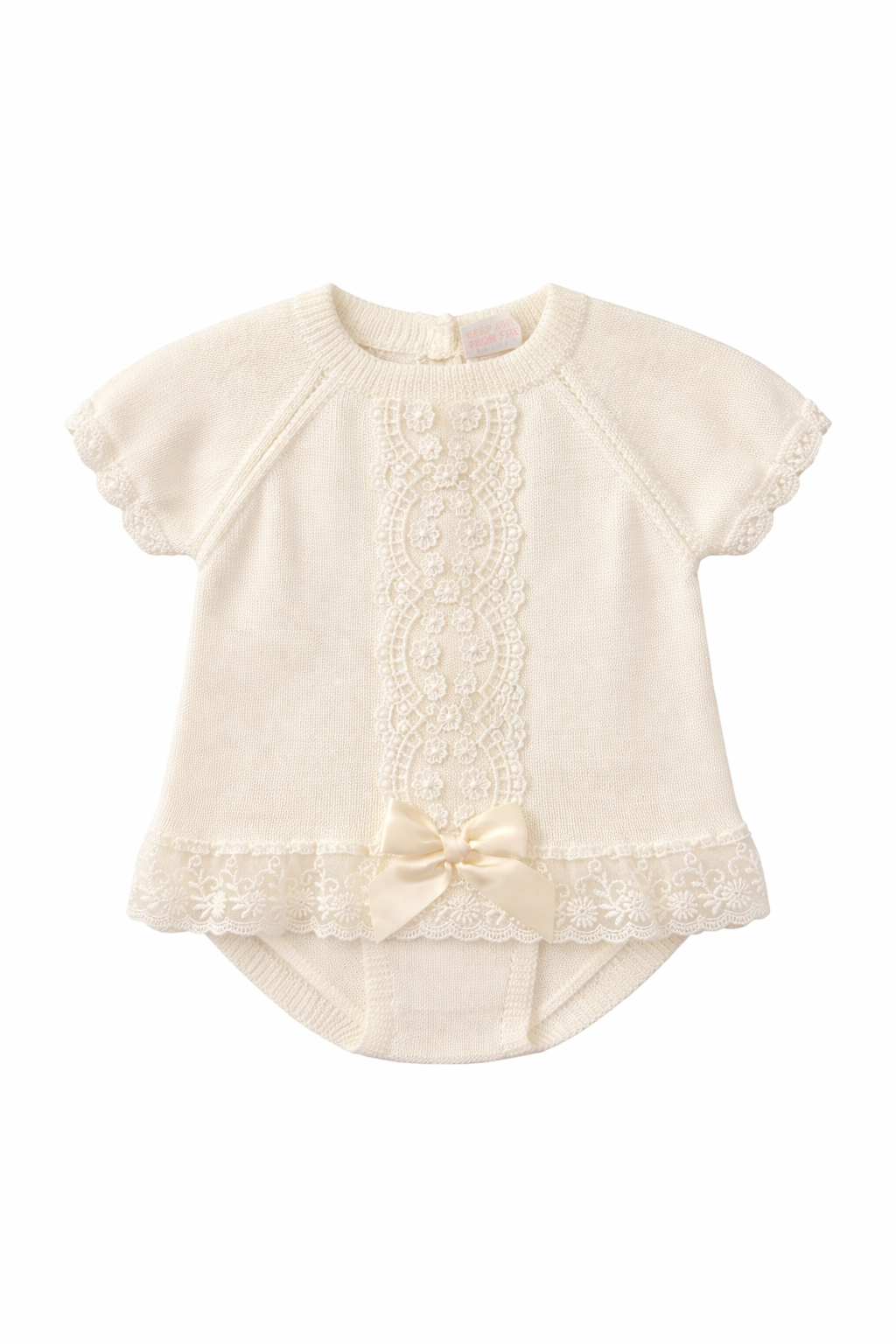 Lara Baby Girls Cream Spanish Laced Bloomer Set