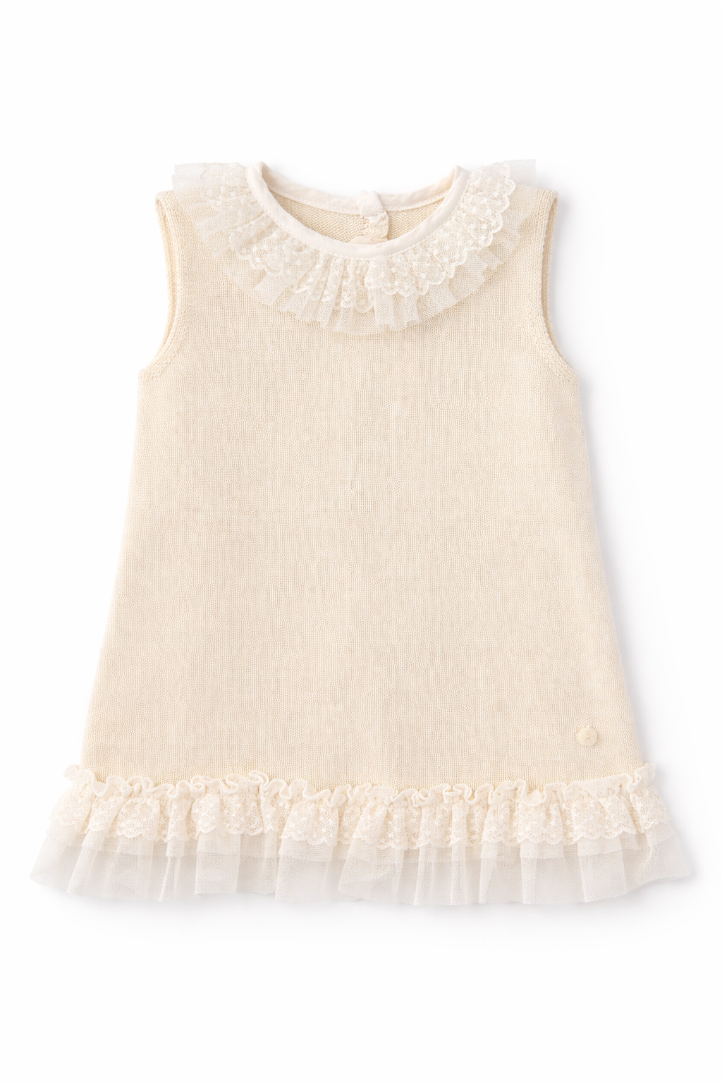 Tammy Knitted Frilly Collar Dress Beige