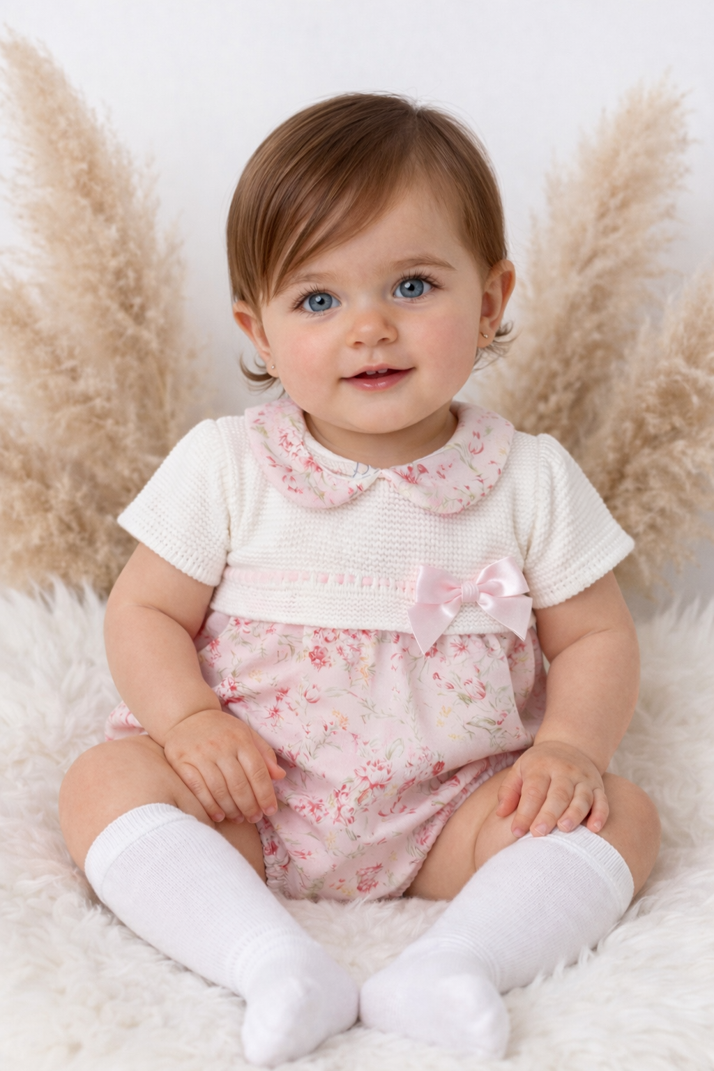 Sophia Girls Knit Floral Romper