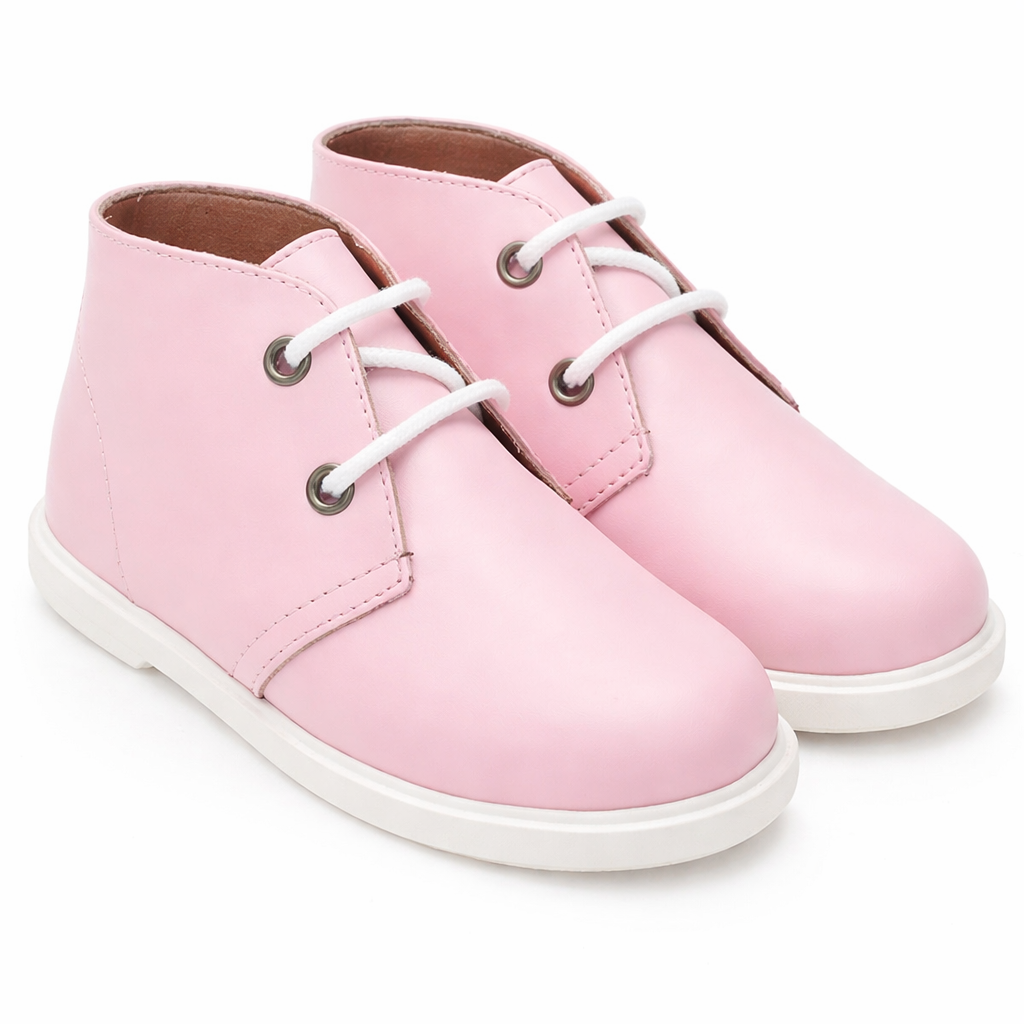 40200 Girls Leather Lace Up Boot Pink
