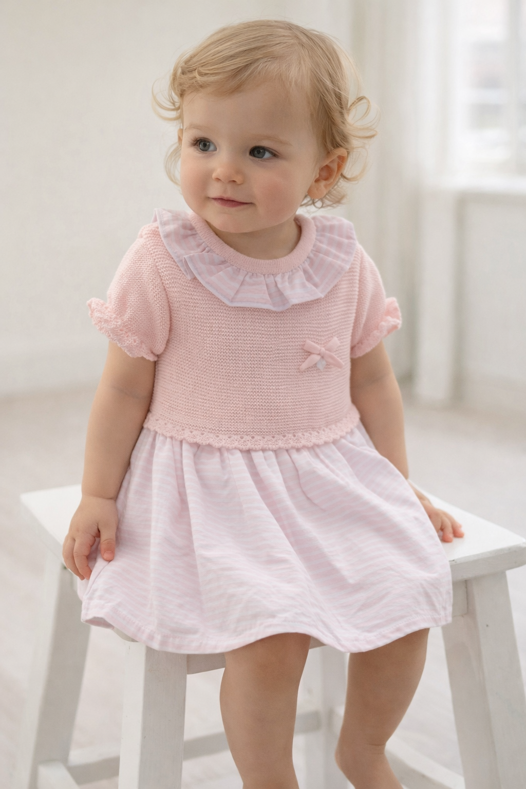 26RF-620 Girls Pink Stripe Dress