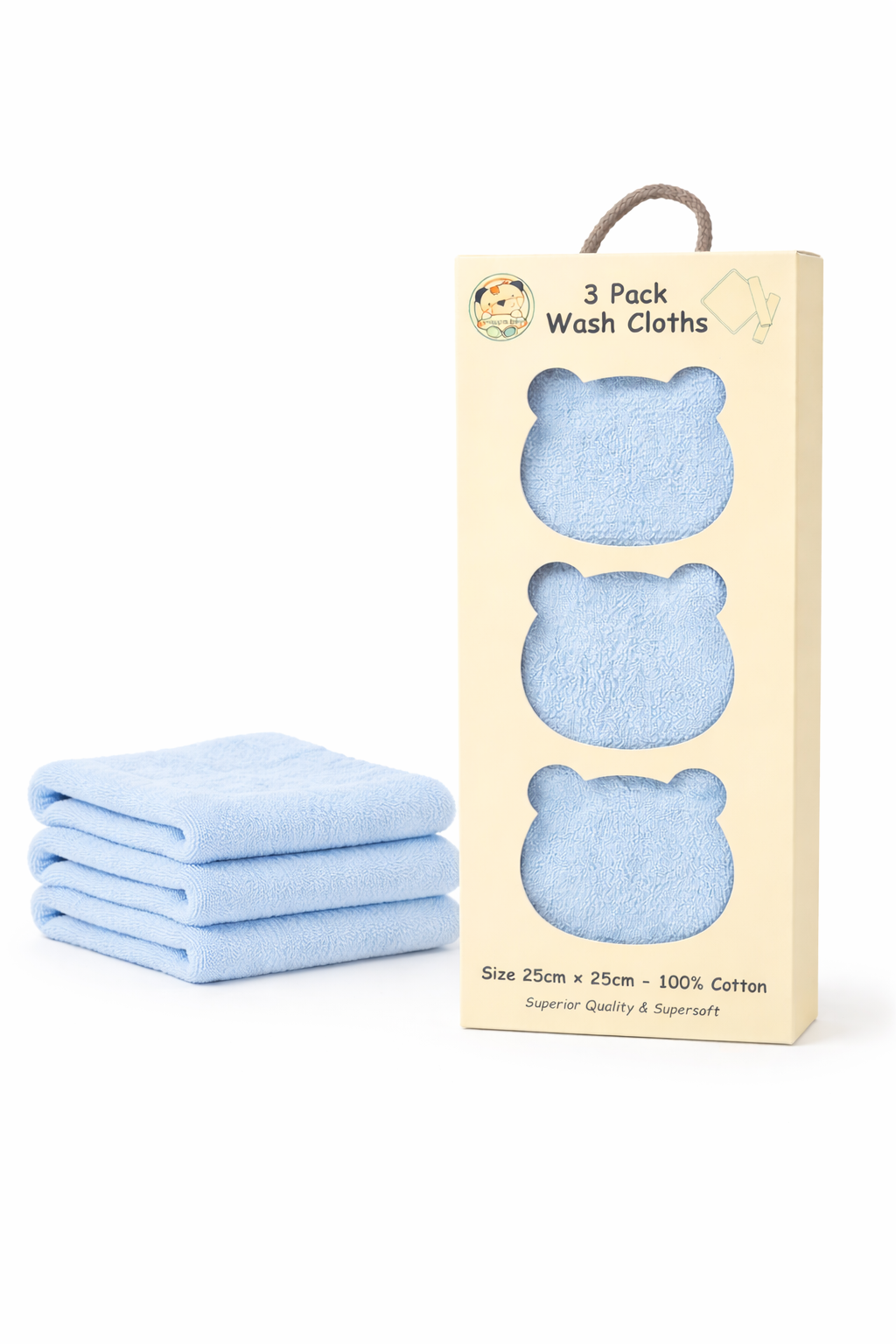 Super Soft Wash Cloth 3 Pack Baby Blue
