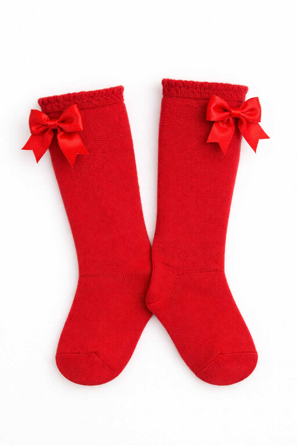 Baby Girls Long Bow Socks Red