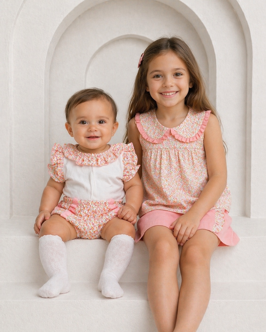 11310 Bigger Girls Frilly Collar Floral Skort Set