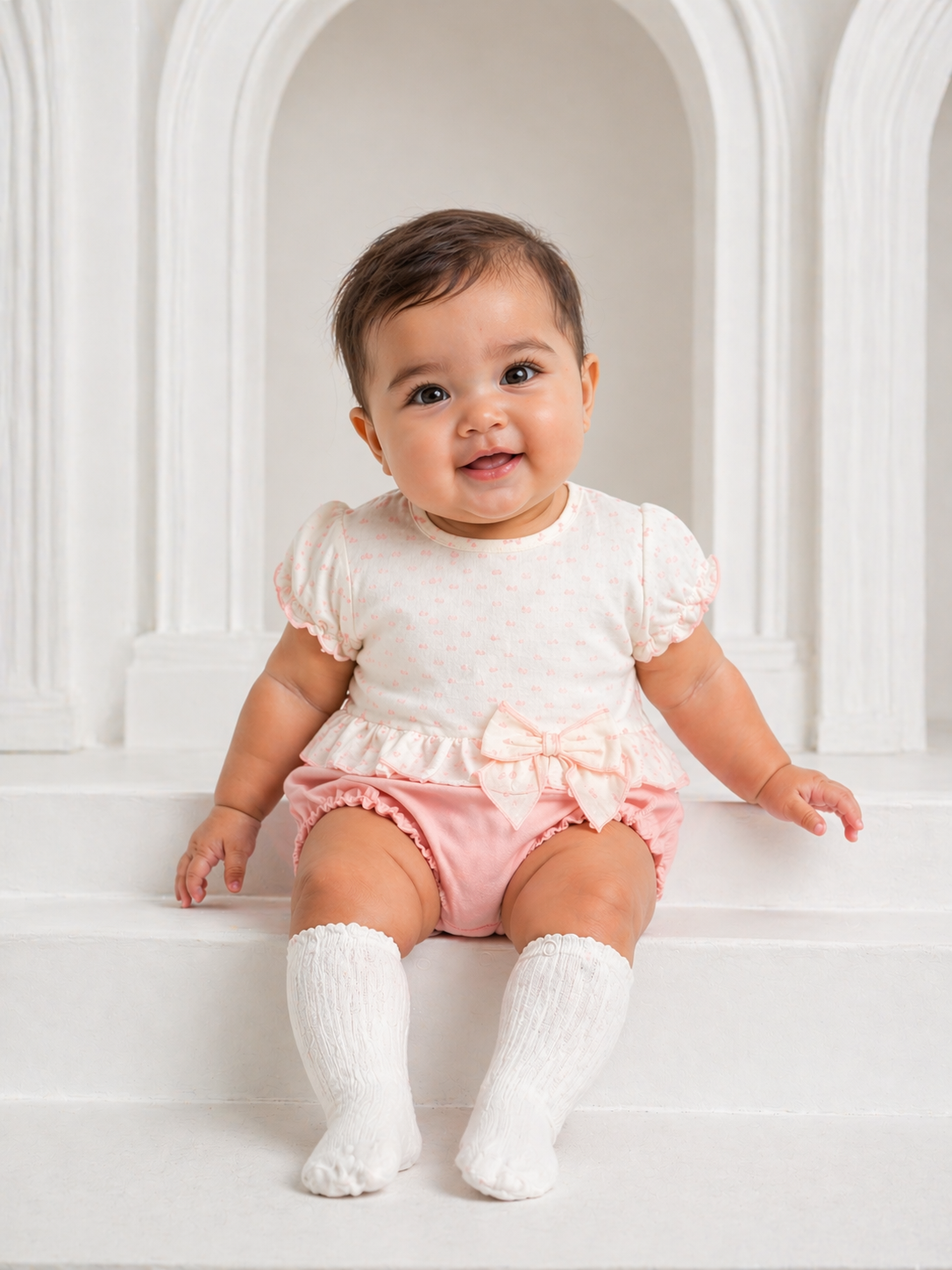 32532 Calamaro Baby Girls Romper Pink