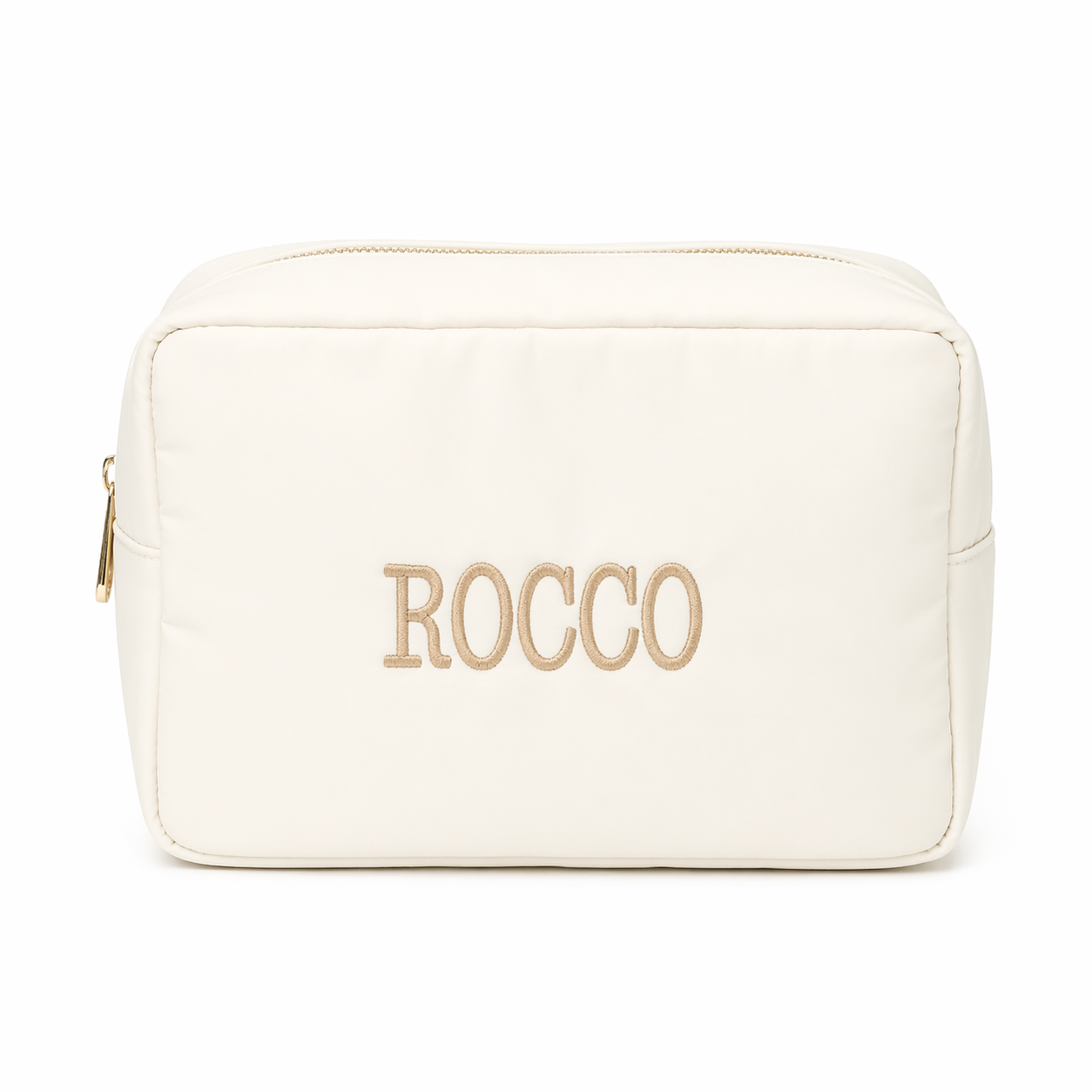 Pouch Embroidered Zip Bag Large Beige