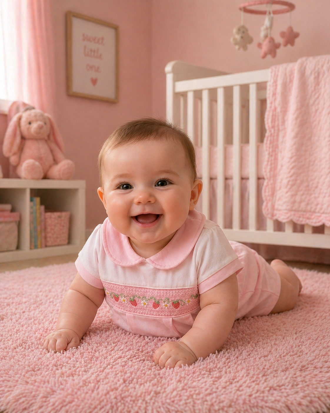 AV2082 Girls Pink Strawberry Romper