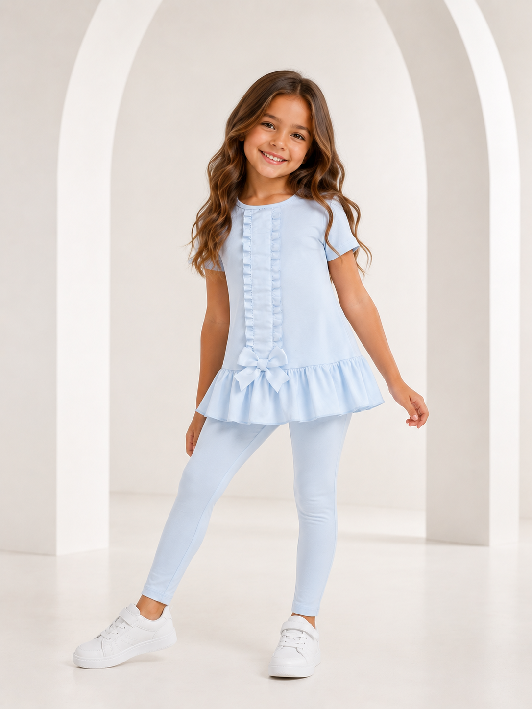 Georgie Girls Blue Shorts & Leggings Set