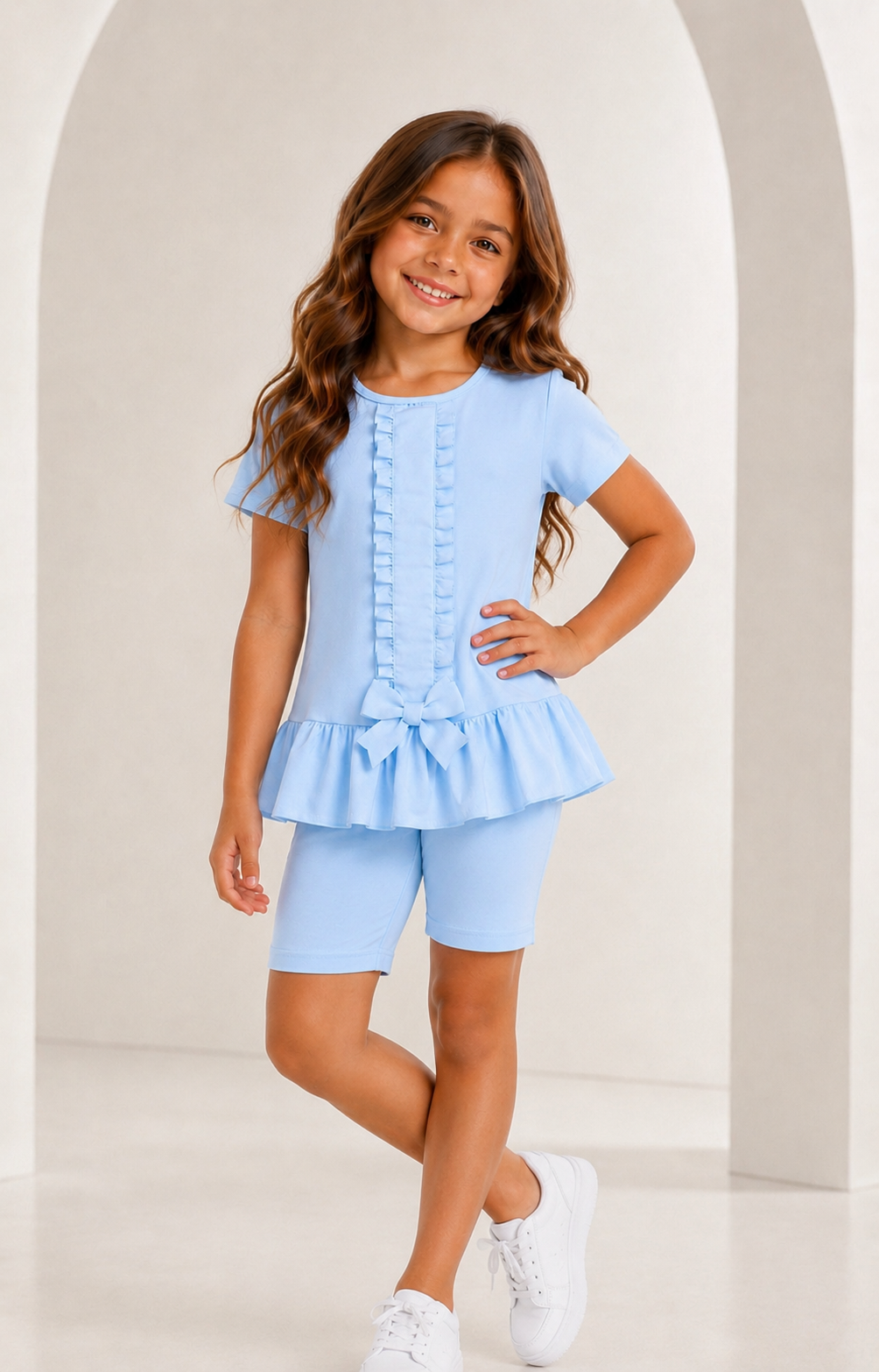 Georgie Girls Blue Shorts & Leggings Set