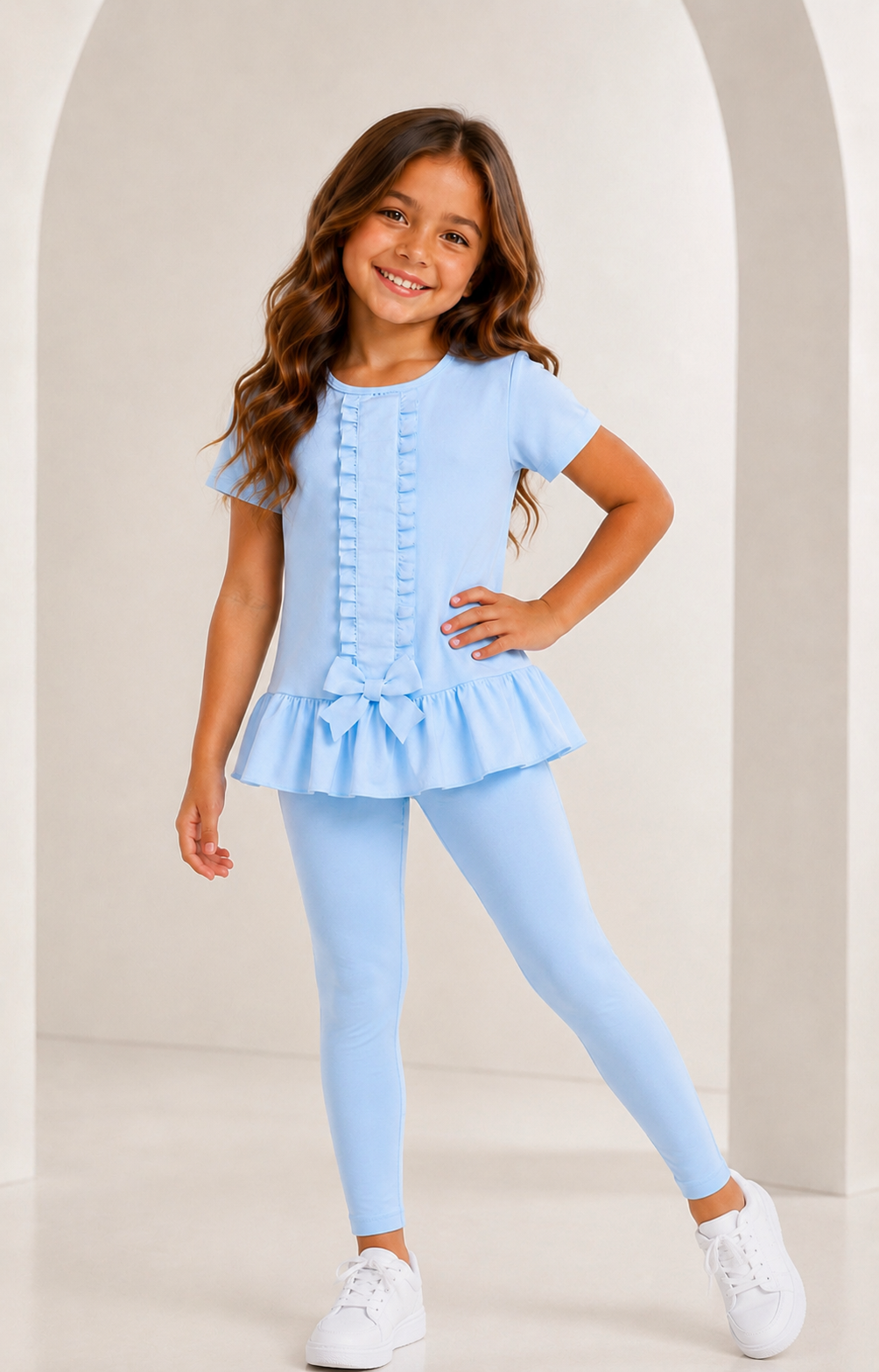 Georgie Girls Blue Shorts & Leggings Set