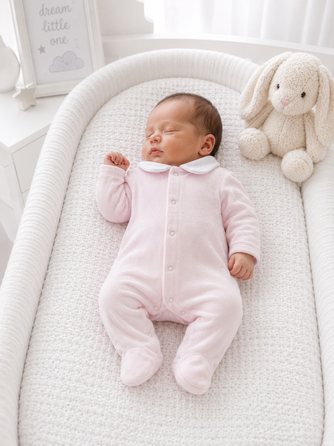 Angel Wings Baby Girls Pink Velour Babygrow