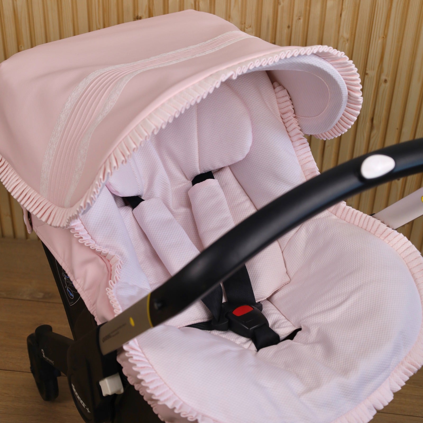 025227 Leatherette Pink Lace Pattern Doona Car Seat Cover