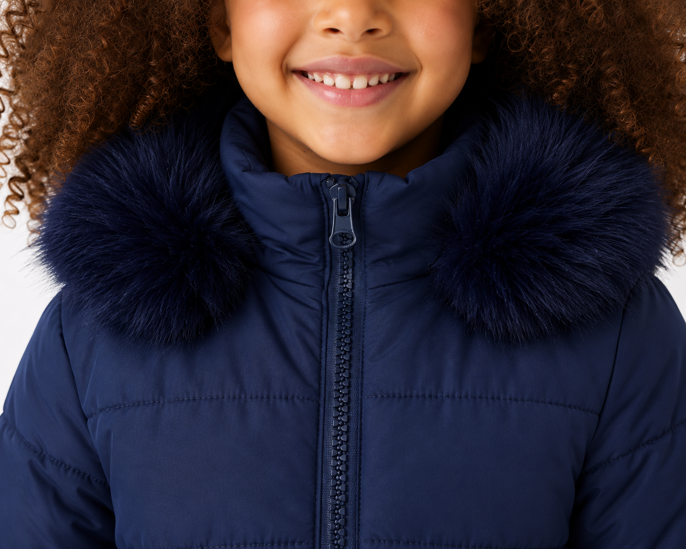 Rosie Girls Ruffle Frilly Padded Coat Navy