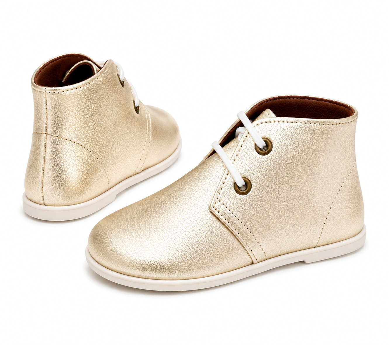 40200 Girls Leather Lace Up Boot Gold