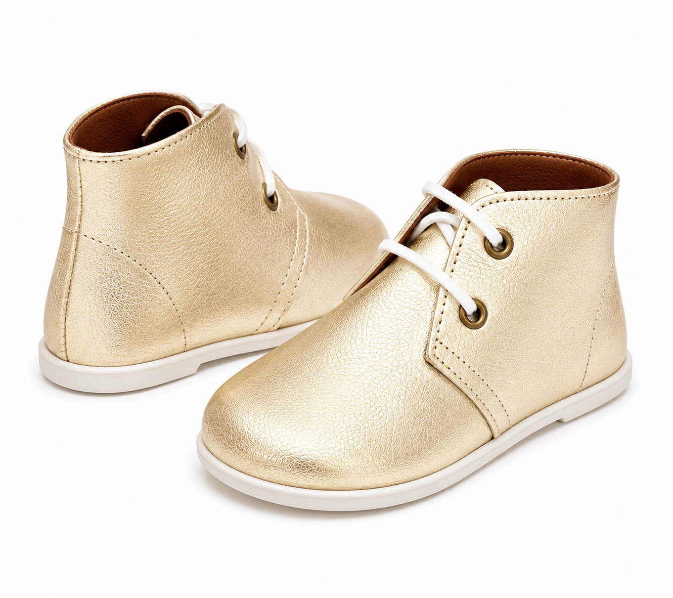 40200 Girls Leather Lace Up Boot Gold