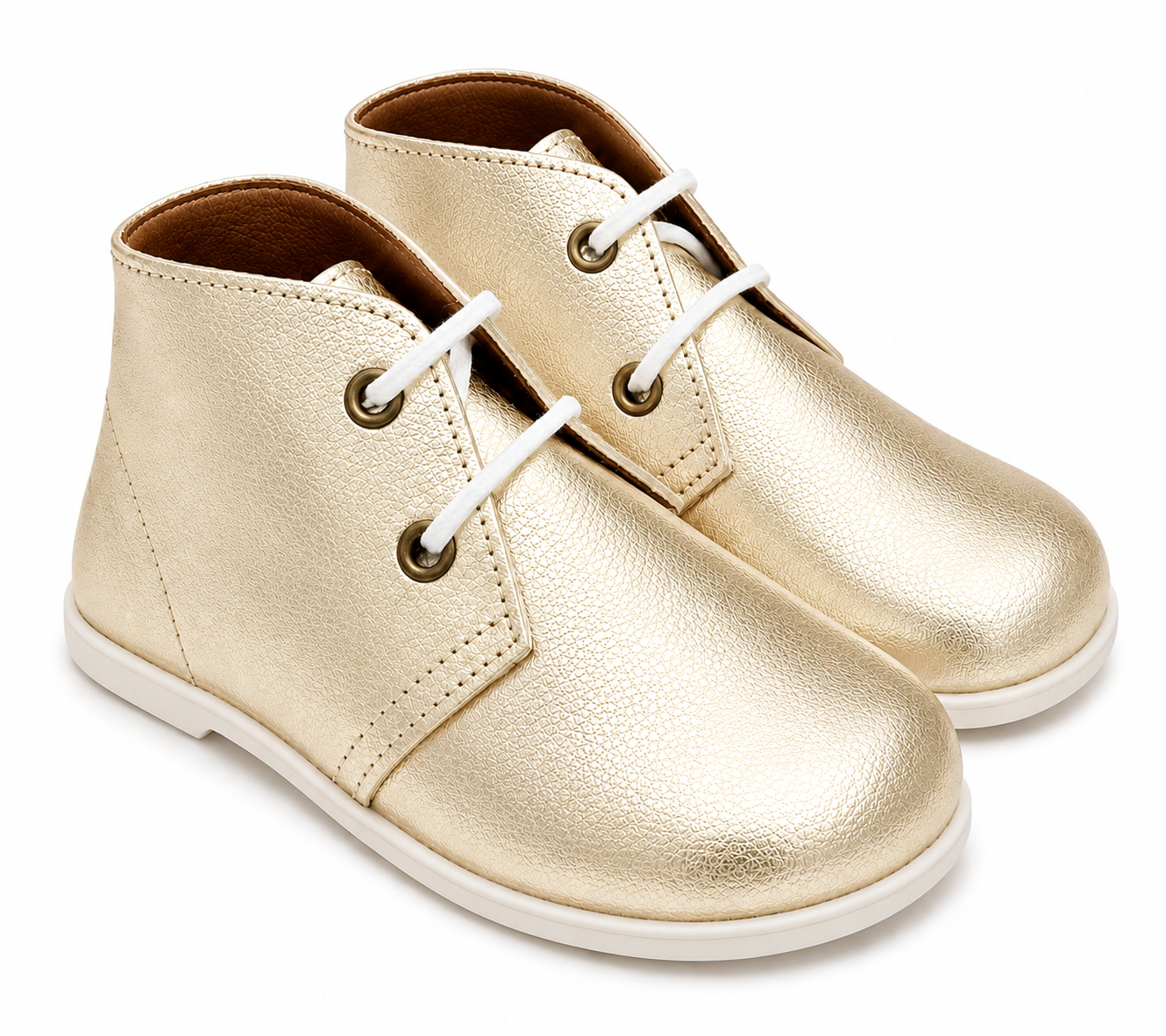 40200 Girls Leather Lace Up Boot Gold