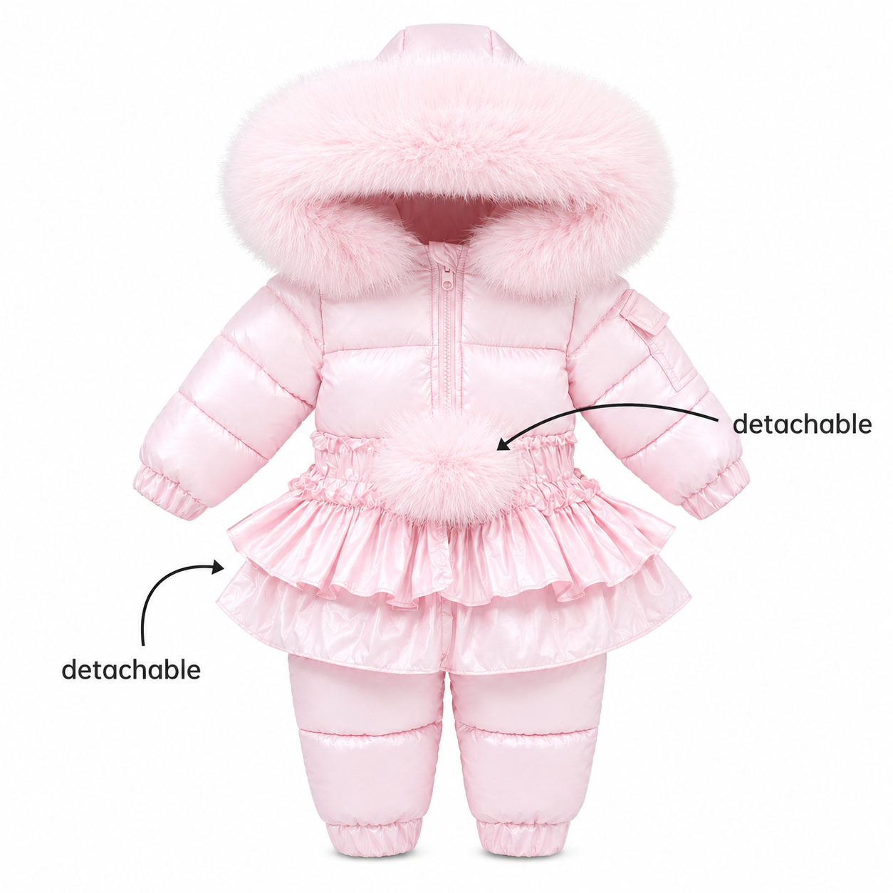 Harper Faux Fur Padded Snowsuit Pink