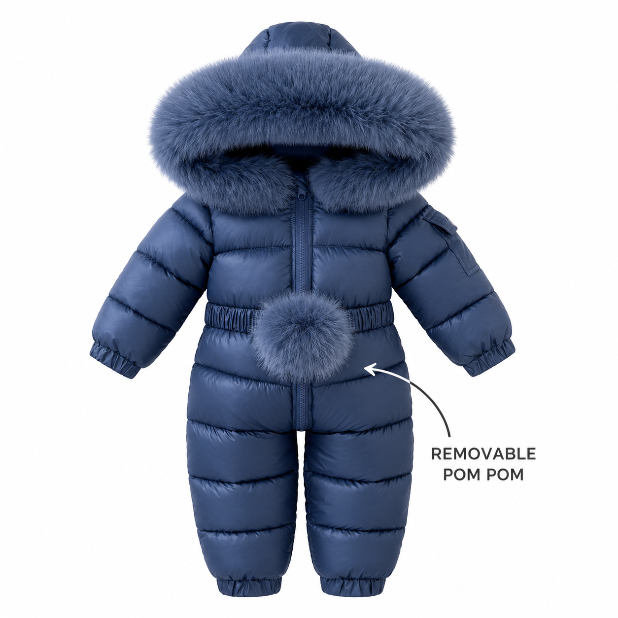 Harper Faux Fur Padded Snowsuit Navy