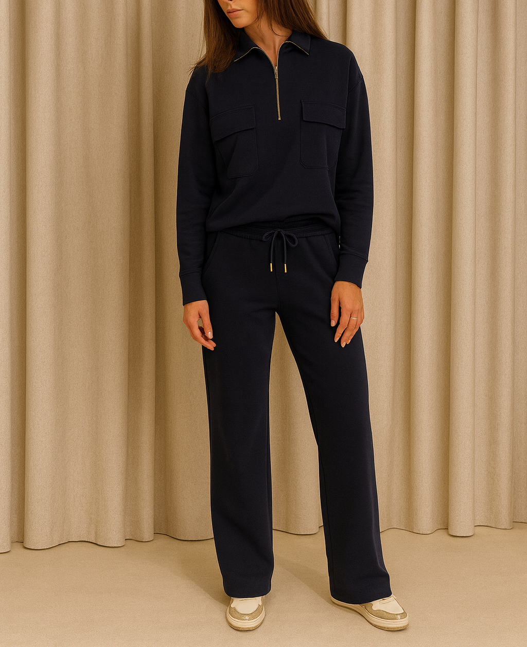 Gemma Womens Zip Through Co-ord Tracksuit Navy