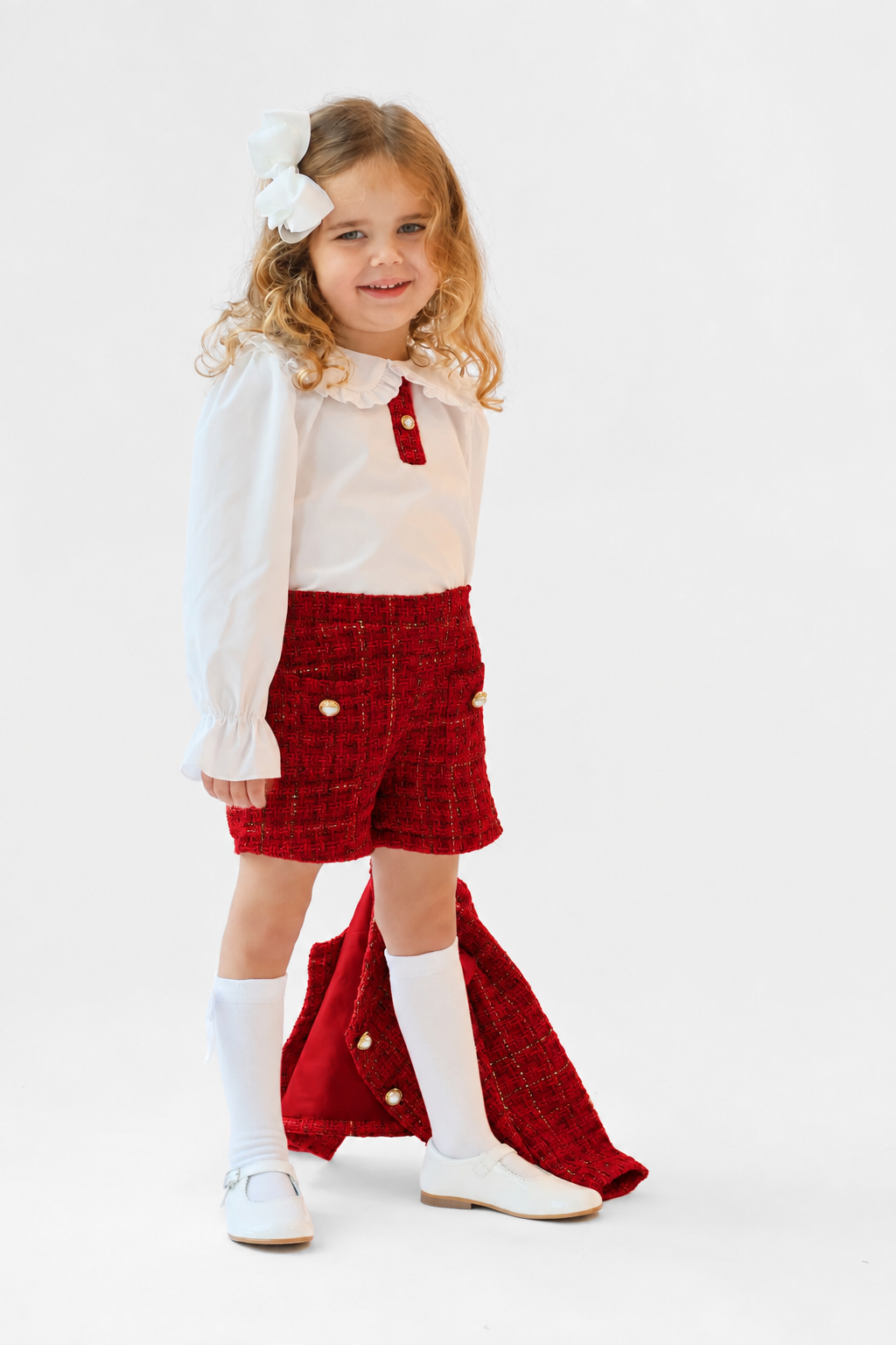 Aria Red Plaid Glitter Fabric 3 Piece Set