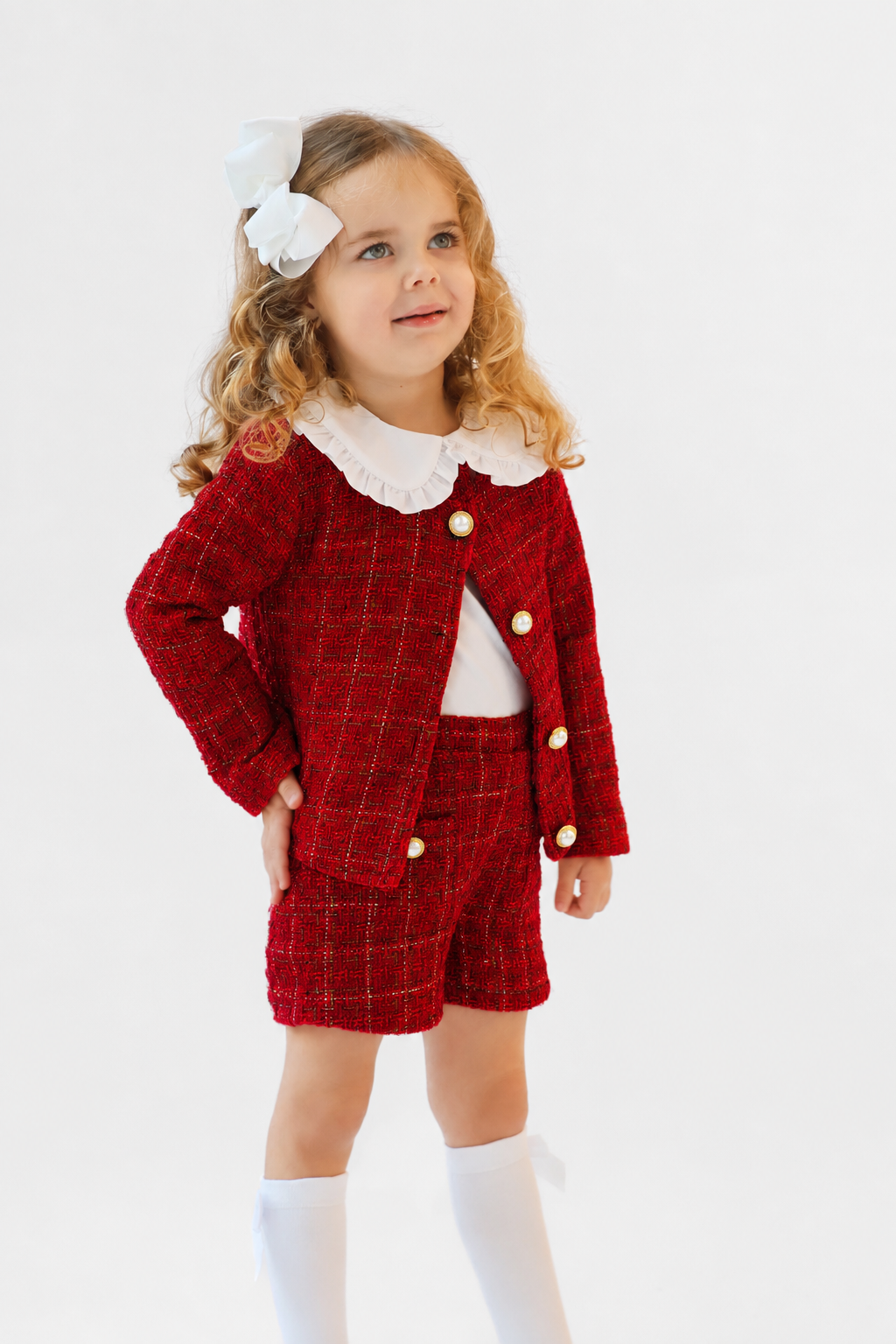 Aria Red Plaid Glitter Fabric 3 Piece Set