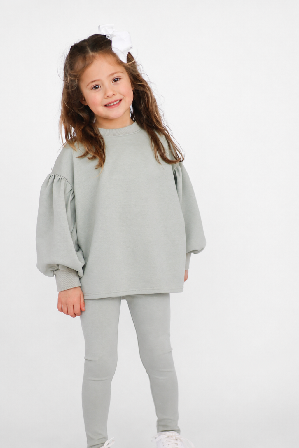Maddie Luxe Girls Balloon Jumper & Legging Tracksuit Set Sage