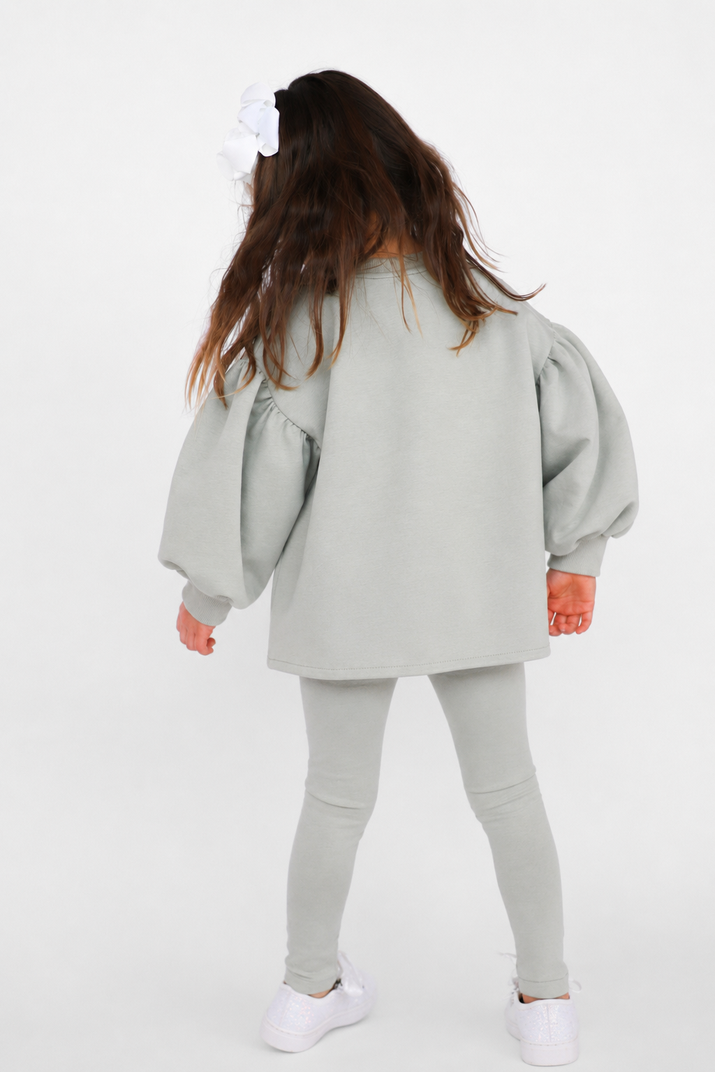 Maddie Luxe Girls Balloon Jumper & Legging Tracksuit Set Sage