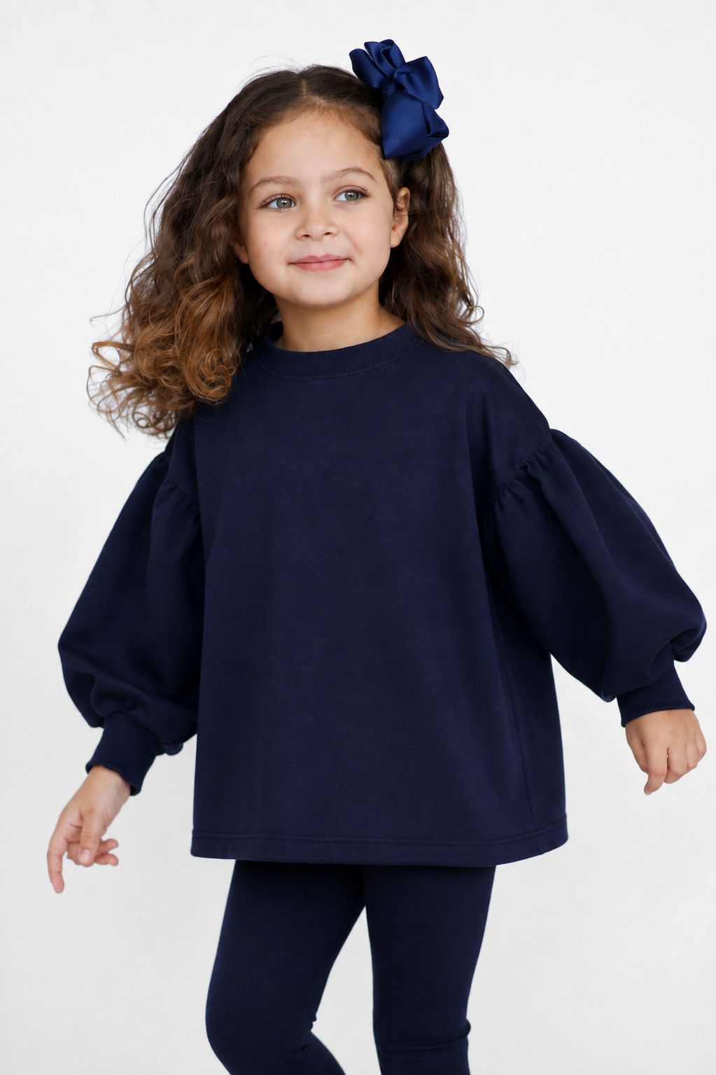 Maddie Luxe Girls Balloon Jumper & Legging Tracksuit Set Navy