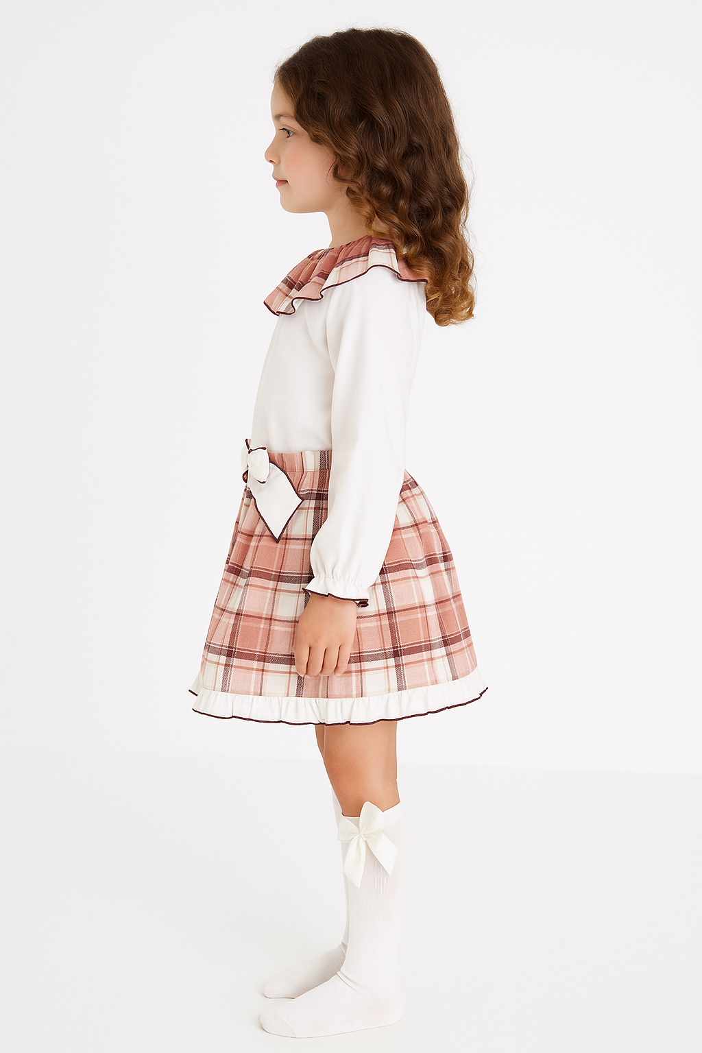 Girls Ceyber Frilly Blouse & Skirt Set Pink