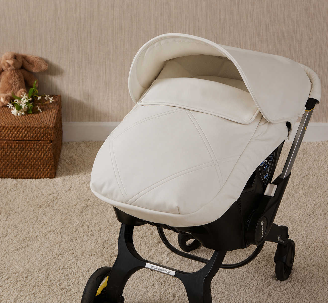 068227 Cris Cross Leatherette Doona Car Seat Cover Cream