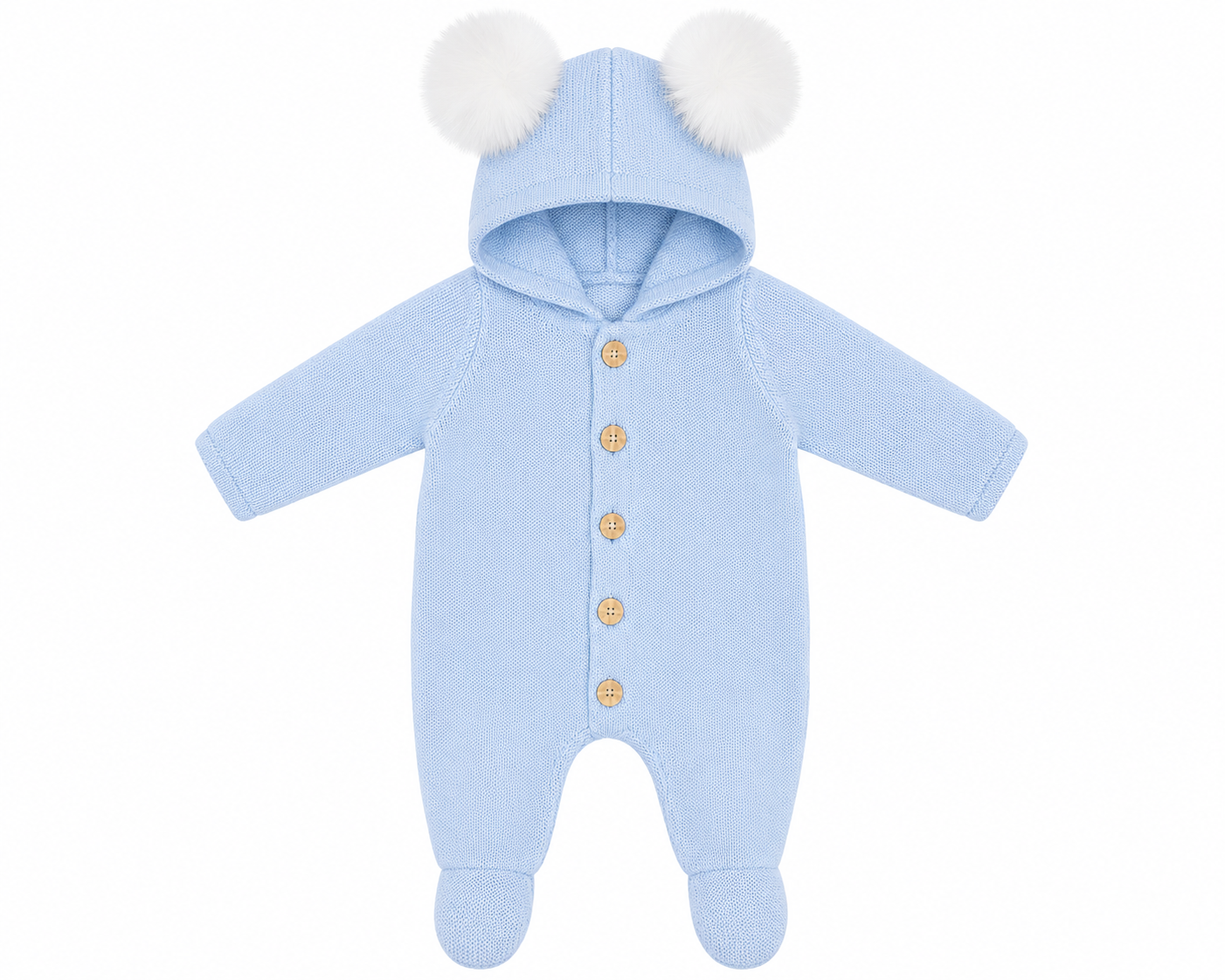 Oakley Baby Boys Double Pom Knitted Snowsuit Blue