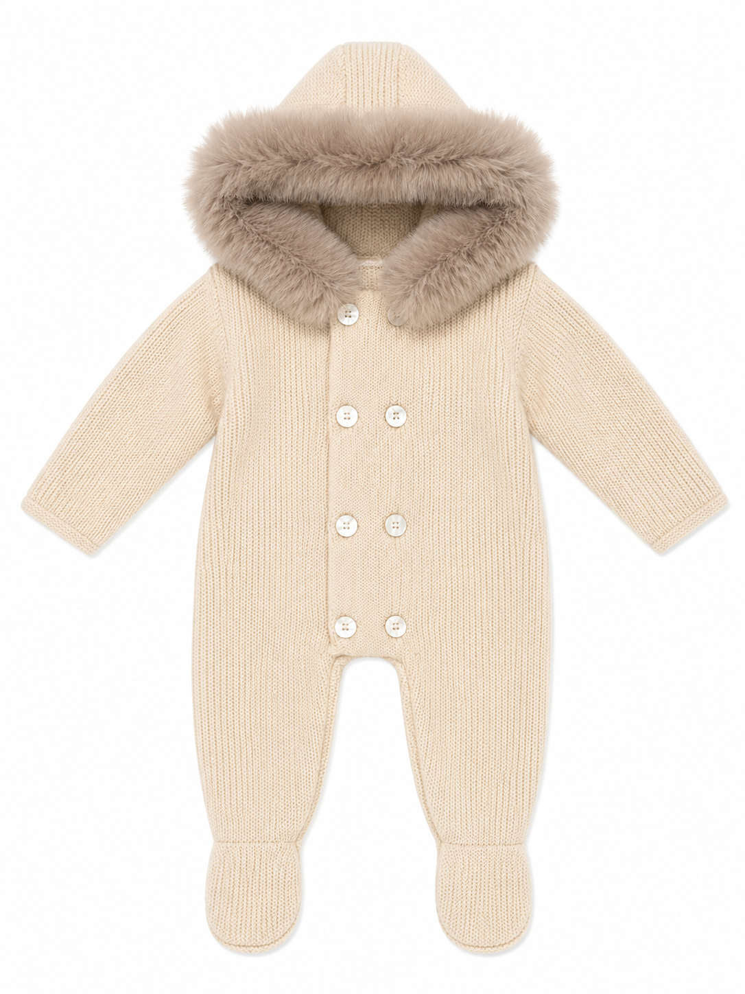 Unisex Luxury Pex Faux Fur Knitted Snowsuit Camel