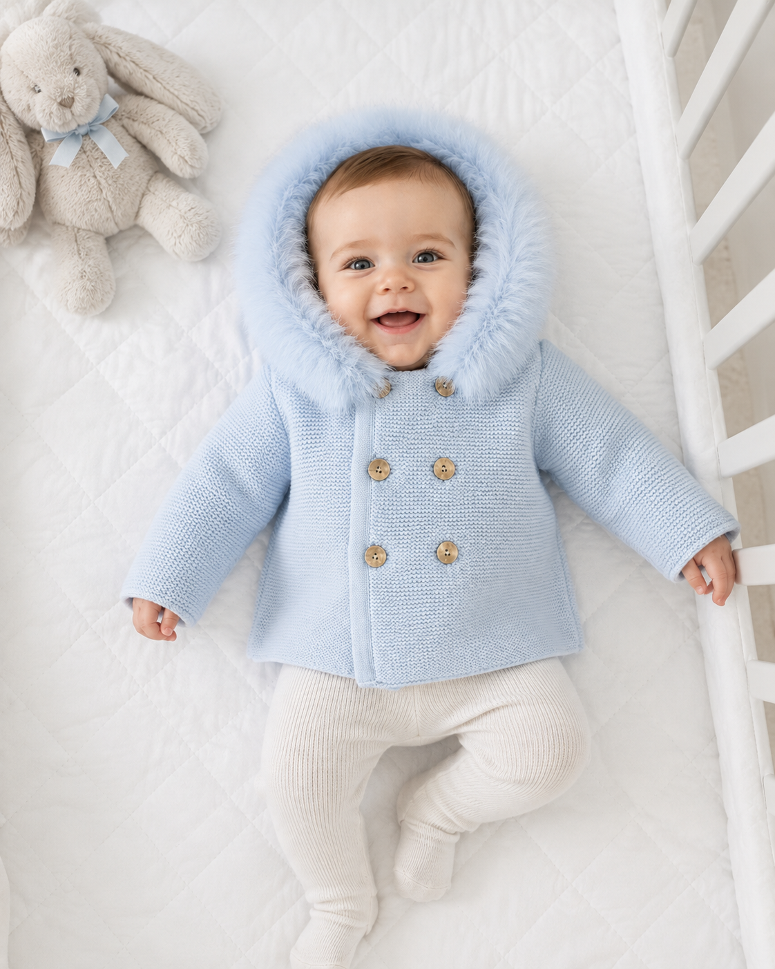 Leo Luxury Pex Baby Boys Knitted Jacket Blue