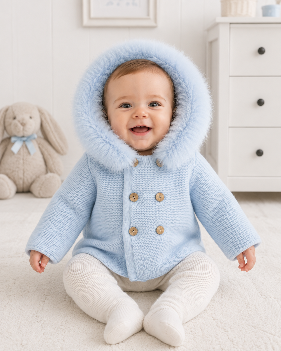 Leo Luxury Pex Baby Boys Knitted Jacket Blue