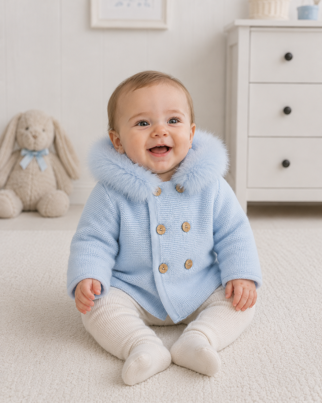 Leo Luxury Pex Baby Boys Knitted Jacket Blue