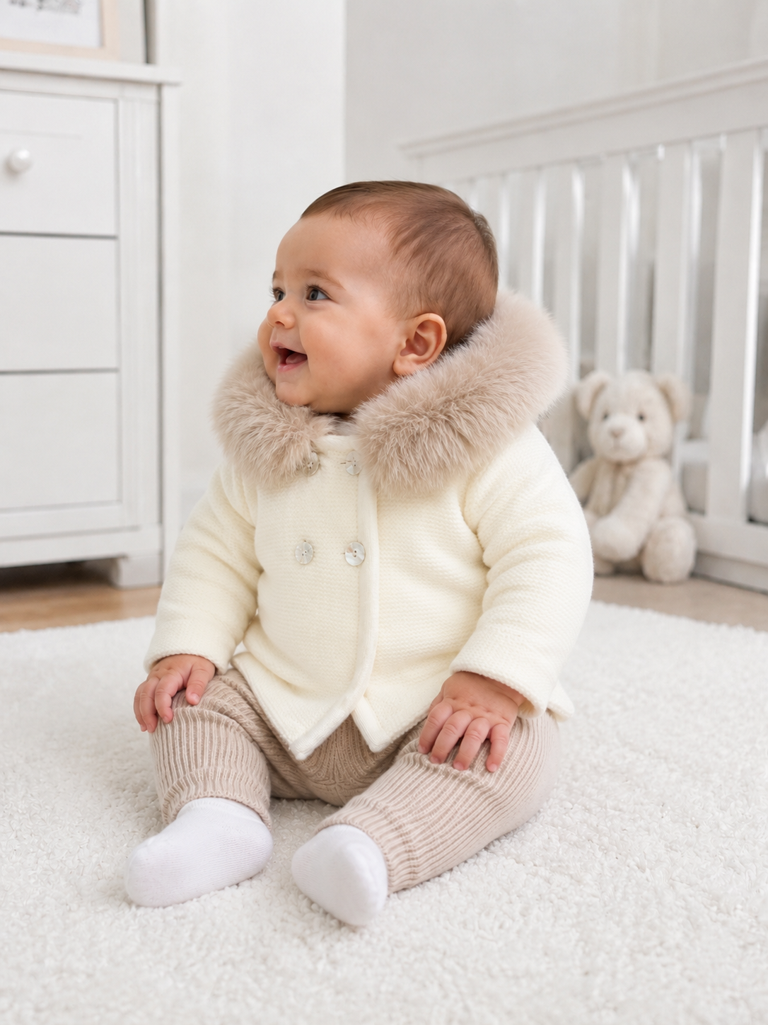 Luxury Pex Baby Boys Knitted Jacket Cream