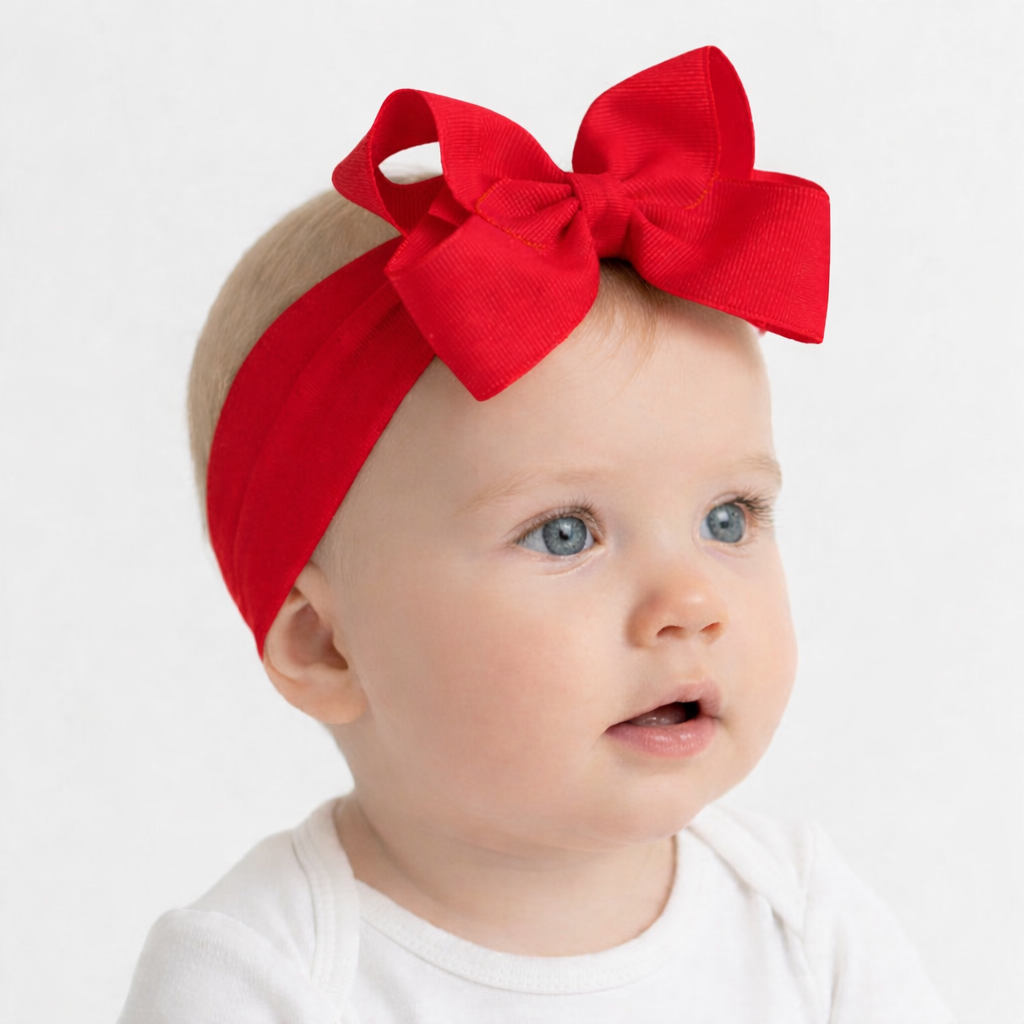 Large Bow Baby Headband Red