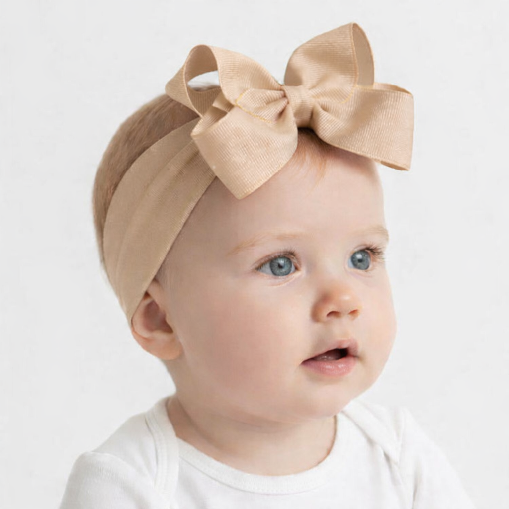 Large Bow Baby Headband Camel