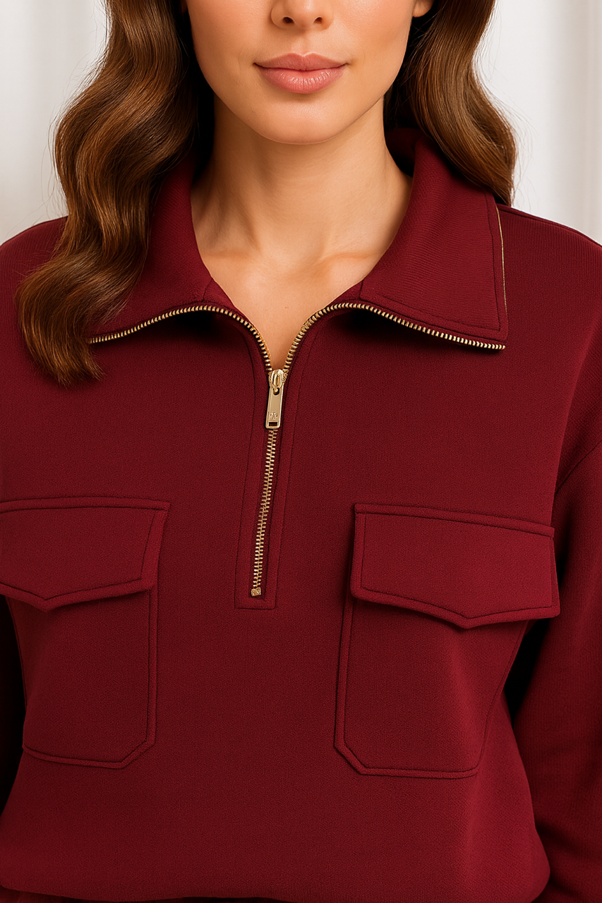 Gemma Women's Zip Through Co-ord Tracksuit Burgundy